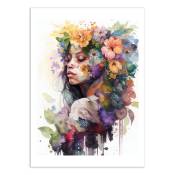 Affiche 50x70 cm - Watercolor Tropical woman V2 - Chromatic