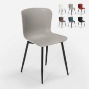 Ahd Amazing Home Design Chaise design moderne en polypropylène et métal pour cuisine bar restaurant Chloe, Couleur: Gris