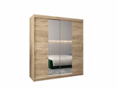 Armoire de chambre torm 1 sonoma 180 avec 2 portes coulissantes et miroir penderie (tringle) avec étagères avec tiroirs