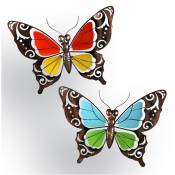 Astuceo - Décorations papillon métal et verre - lot de 2 - Multicolore