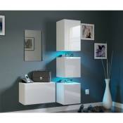 Azura Home Design - Ensemble de 4 meubles d'entrée muraux et un miroir F1, blanc