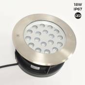 Balise LED encastrable au sol 18W - Blanc chaud - Ø21cm-
