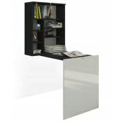 Bb-loisir - Bureau pliable hida Table murale pliante pour ordinateur Bureau ménager Noir mat/Blanc brillant