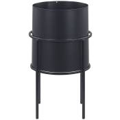 Beliani - Cache Pot de Fleurs en Acier Noir 16 cm de Diamètre et en Forme de Tambour pour Intérieur ou Extérieur Glamour Noir