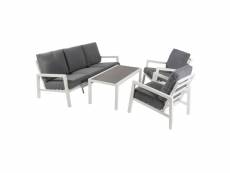 Canapé 3 places+2 fauteuils+table basse,coussins grise