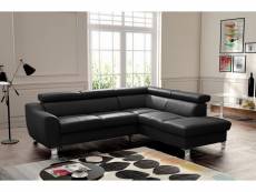 Canapé d'angle en cuir italien de luxe 5 places astrido, noir, angle droit