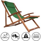 Casaria - Chaise longue pliante en bois Chaise de plage