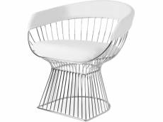 Chaise de salle à manger avec accoudoirs - simili cuir et métal - barrel blanc