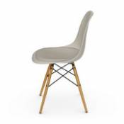Chaise DSW - Eames Plastic Side Chair / (1950) - Galette d'assise / Bois clair - Vitra gris en plastique