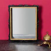 Chehoma - Miroir rectangulaire noir doré résine 30x8x25cm