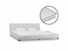 Chic lits et accessoires ligne managua lit avec matelas à mémoire de forme blanc similicuir 180x200 cm