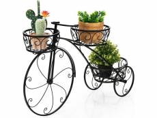 Costway support pour plantes en forme de bicyclette avec 3 paniers et roues décoratives style parisien pour intérieur extérieur