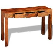 Doc&et² - Table console avec 3 tiroirs 80 cm Bois - Brun