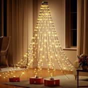 Ersandy - Guirlande lumineuse pour arbre de Noël avec anneaux, 400 LEDs 16 brins, rideau d'arbre à LEDs pour décoration de Noël intérieure et