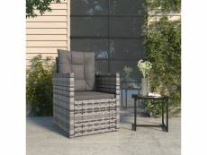 Fauteuil chaise de jardin exterieur - chaise relax design avec coussins gris résine tressée meuble pro frco29944