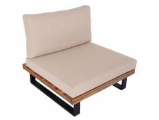 Fauteuil lounge hwc-h54, fauteuil de jardin, spun poly acacia bois mvg-certifié aluminium ~ brun clair, rembourrage beige