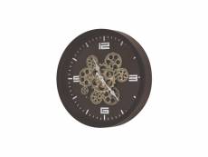 Horloge murale ronde métal noir rouages - diamètre