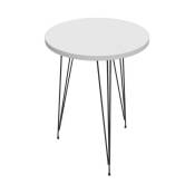Iperbriko - Table basse ronde Nisa 35 de couleur blanche et pieds en métal noir