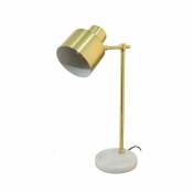 Lampe à poser en métal et marbre balzane pour utilisation en intérieur - Style Art Déco - D16 cm (socle) - 1 lumière 6W, douille E27 - ampoule(s) non
