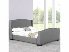 Lit design grande tête de lit master - gris - 180x200