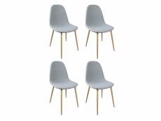 Lot 4 chaises tissu gris pieds métal imitation bois - emma