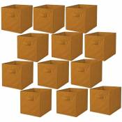 Lot de 12 cubes de rangement pliables en tissus avec poignée - Longueur 30 Largeur 30 Hauteur 30cm - Jaune