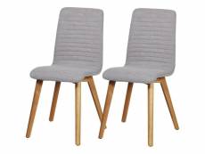 Lot de 2 - chaise magda gris - assise tissu pieds bois