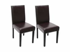 Lot de 2 chaises de salle à manger synthétique marron
