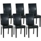 Lot de 6 Chaises de salle à manger Ina similicuir avec pieds en Bois Noir Noir