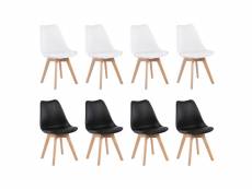 Lot de 8 chaises de salle à manger design contemporain scandinave-melange de couleurs 4 blanc + 4 noir