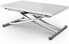 Menzzo Table a Manger Basse Relevable Bois/Inox Laqué