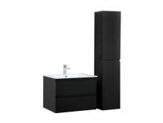 Meuble salle de bain 60 cm + colonne noir sorrento