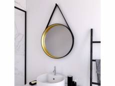 Miroir salle de bain rond type barbier - diamètre 50cm - barber gold