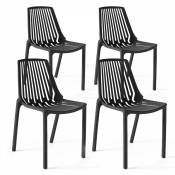 Oviala - Lot de 4 chaises en plastique noir - Noir