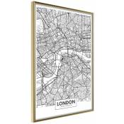 Paris Prix - Affiche Murale Encadrée 'city Map London' 20 x 30 Cm Or