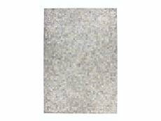 Paris prix - tapis patchwork en cuir "rocket" gris & argent 200 x 290 cm