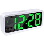 RéVeil à NuméRique, Horloges à LED de Bureau avec Grand éCran LCD de la TempéRature de RéPéTition Veilleuse pour la Chambre à Coucher, Blanc