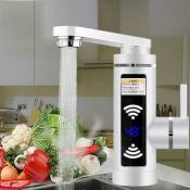 Robinet électrique instantané à 360° avec robinet de cuisine numérique 3 kW (18,5 x 6,5 x 20,5 cm, blanc)