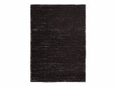 Rostyle - tapis artisanal en jute et coton chenille noir 120x170
