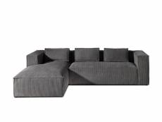 Stella - canapé d'angle - en velours côtelé - 4 places -style contemporain - gauche - lisa design - gris foncé