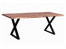 Table 180 cm bois massif acacia naturel et pieds croisés