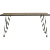 Table à manger industrielle bois manguier massif et métal L160 cm atelier - Bois clair / noir
