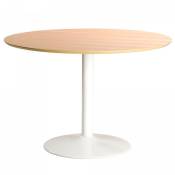 Table à manger ronde en bois pied blanc 110cm