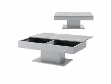 Table basse de salon avec 2 espaces de rangement 110 cm effet béton gris helloshop26 03_0006146