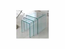Table basse gigogne en verre cecilia (jeux de 3)-l 42 x p 42 x h 42 cm- transparent