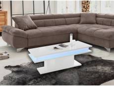 Table basse, made in italy, table de salon, avec éclairage led, 100x55h42 cm, couleur blanc brillant 8052773602211