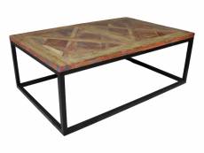Table basse mosaique teck/fer - naturel/noir 55*55*40