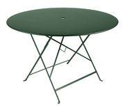 Table pliante Bistro / Ø 117 cm - 6/8 personnes - Trou parasol - Fermob vert en métal