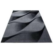 Tapis contemporain effet courbe Noghar Noir 160x230 - Noir