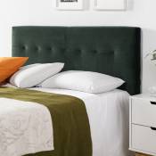 Tête de lit tapissée Napoles 140x100 cm Vert, Velours, Pieds en Bois - vert
